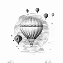 waves and hot air balloon tattoo design idea