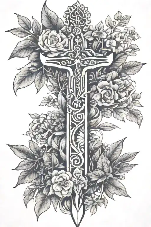 staff with medicinal herbs intertwined within its shadow tattoo design idea