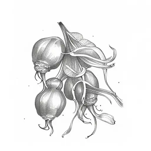 radish and lily of the valley tattoo design idea