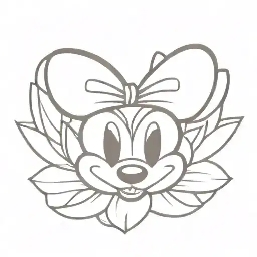 minnie mouse   lotus  heart tattoo design idea