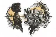 silhouette of a teen with words Nothing you do will ever be bad enough to turn you into a sunset tattoo design idea