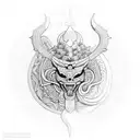 Mictlántecutli sentado en un trono con Quetzalcoatl de fondo  tattoo design idea