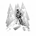 A skier carving down a steep mountain slope tattoo design idea