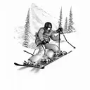A skier carving down a steep mountain slope tattoo design idea