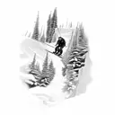 A skier carving down a steep mountain slope tattoo design idea