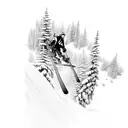 A skier carving down a steep mountain slope tattoo design idea