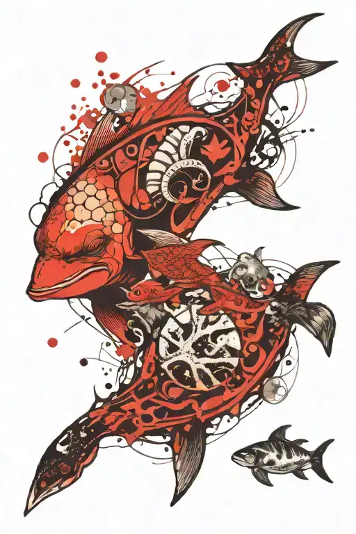 ocean, fish, dolphin, turtle, octopus wrapped tattoo design idea