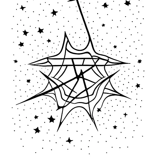 A minimalist design of a magic wand surrounded by stars tattoo design idea