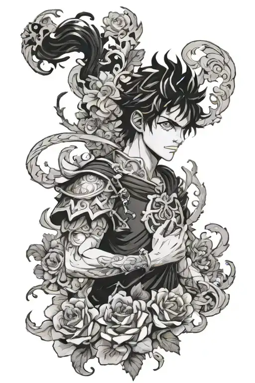 black Clover anime character tattoo design idea