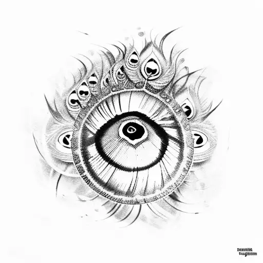 Peacock feather with shivas third eye  tattoo design idea