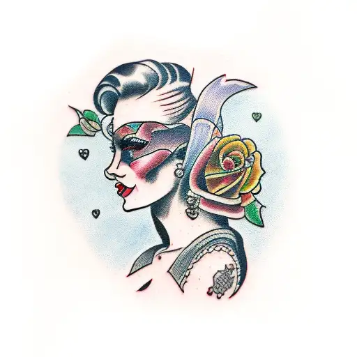 lady head tattoo design idea