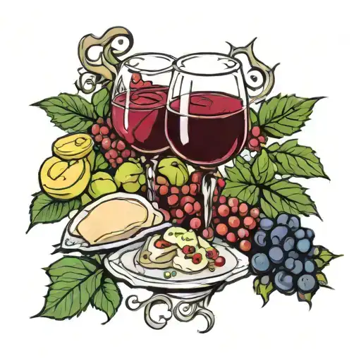 wine meal tattoo design idea