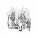 man sat under magnificent aspen tree tattoo design idea