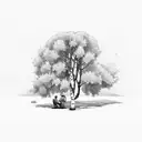 man sat under magnificent aspen tree tattoo design idea