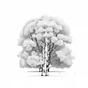 man sat under magnificent aspen tree tattoo design idea