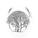 man sat under magnificent aspen tree tattoo design idea