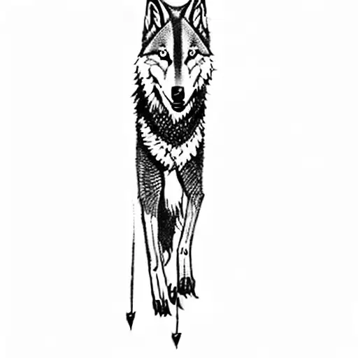 a wolf with flock of crows tattoo design idea