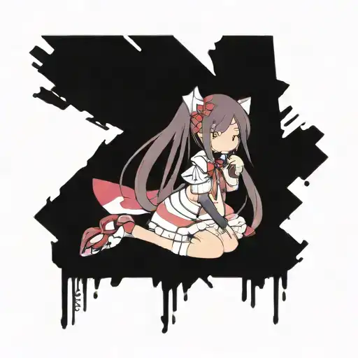 homura from Madoka magica in harry style tattoo design idea