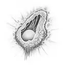 A crystal geode breaking open to reveal a vibrant plant inside tattoo design idea