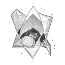 A crystal geode breaking open to reveal a vibrant plant inside tattoo design idea