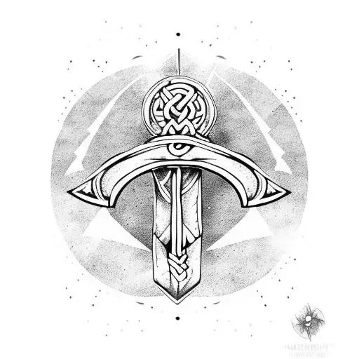 Viking Axe, Runes and Moon tattoo design idea