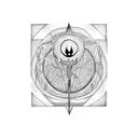 Gothic Moon arrow tattoo design idea