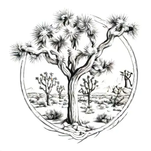 joshua tree surrounded tattoo design idea