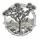 joshua tree surrounded tattoo design idea