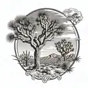 joshua tree surrounded tattoo design idea