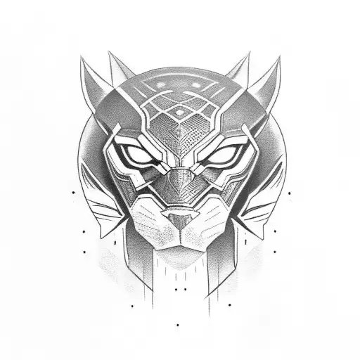black panther with blue eyes tattoo design idea