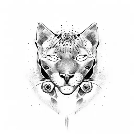 blac panther with blue eyes tattoo design idea