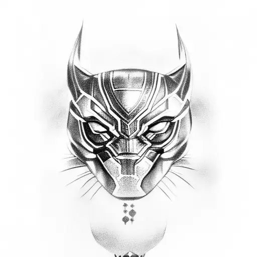 black panther with blue eyes tattoo design idea