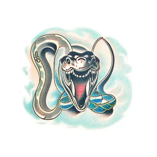 bass-guitar and snake tattoo design idea