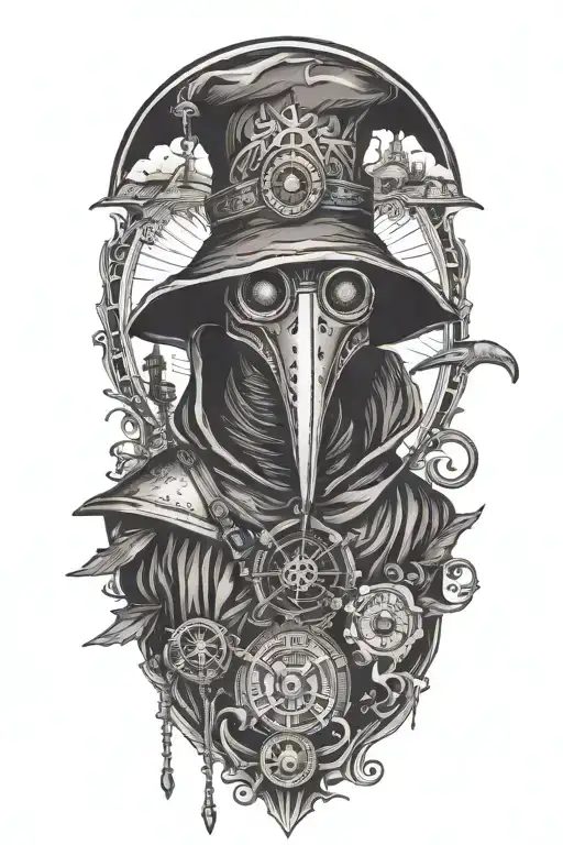 Plague doctor costume tattoo design idea