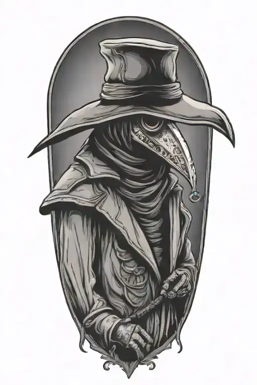 Plague doctor costume tattoo design idea