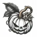 Pumpkin stabbed with a pen tattoo design idea