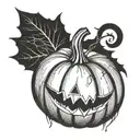 Pumpkin stabbed with a pen tattoo design idea