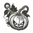 Pumpkin stabbed with a pen tattoo design idea