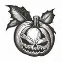 Pumpkin stabbed with a pen tattoo design idea