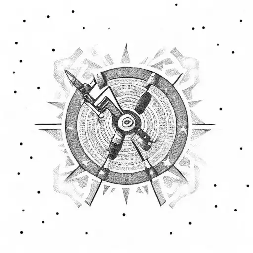 gun with stars as bullets shooting  tattoo design idea