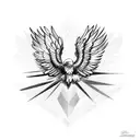 'KS' Name with Eagle wings tattoo design idea