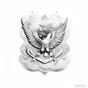 'KS' Name with Eagle wings tattoo design idea
