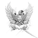 'KS' Name with Eagle wings tattoo design idea