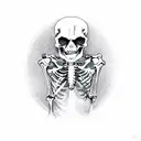 skeleton commiting suicide with a gun tattoo design idea