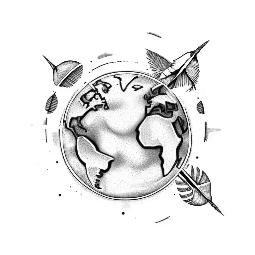 Mother earth with a native american feel, can be a globe tattoo design idea