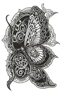 cyber sigilism butterfly  tattoo design idea