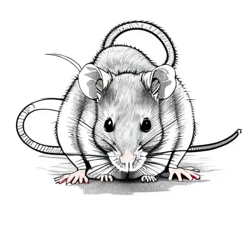 a really simple rat only line tattoo design idea