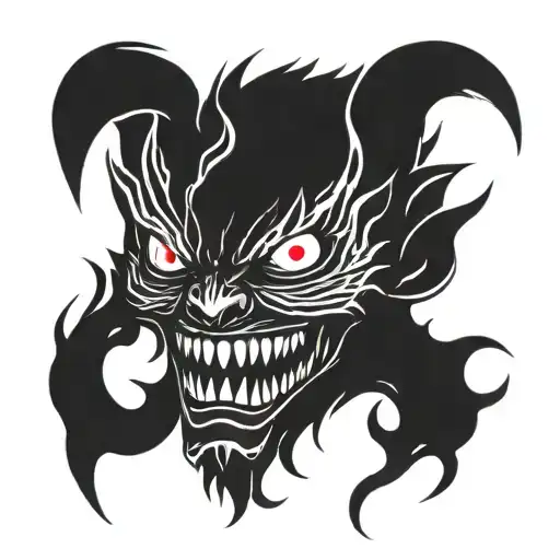 Bairiron demon face tattoo design idea