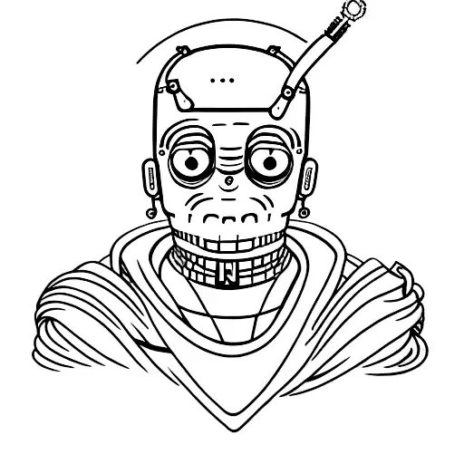 Bender with a bottle and Kalashnikov tattoo design idea