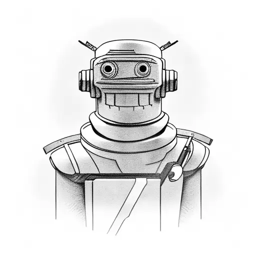 Bender with a bottle and Kalashnikov in his hands tattoo design idea